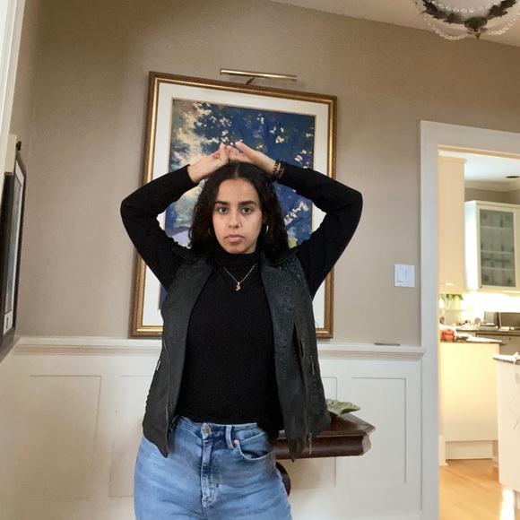 SOLD! John & Jenn - Faux Leather Studded Moto Vest - Picture 3 of 7